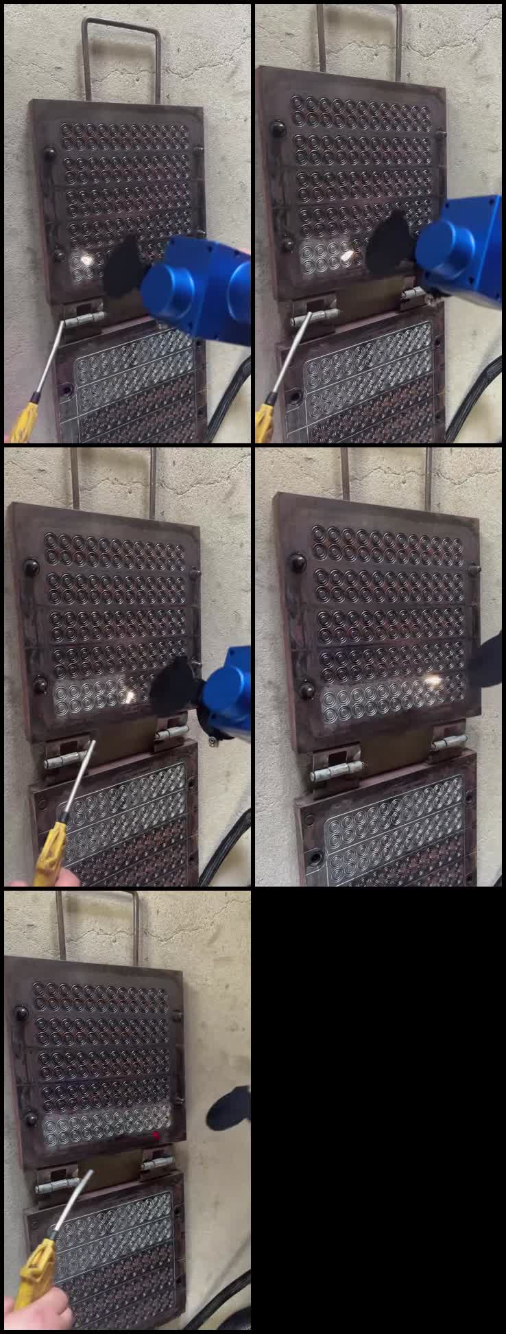 Laser cleaning demonstration on a detailed metal mold