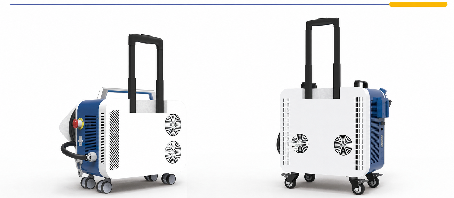 Pulsed laser cleaning machine in a trolley configuration
